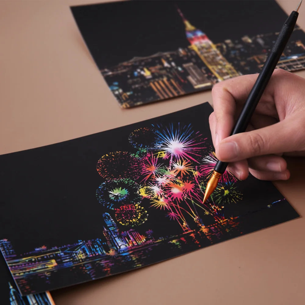 DIY Night Scene Scratch Art